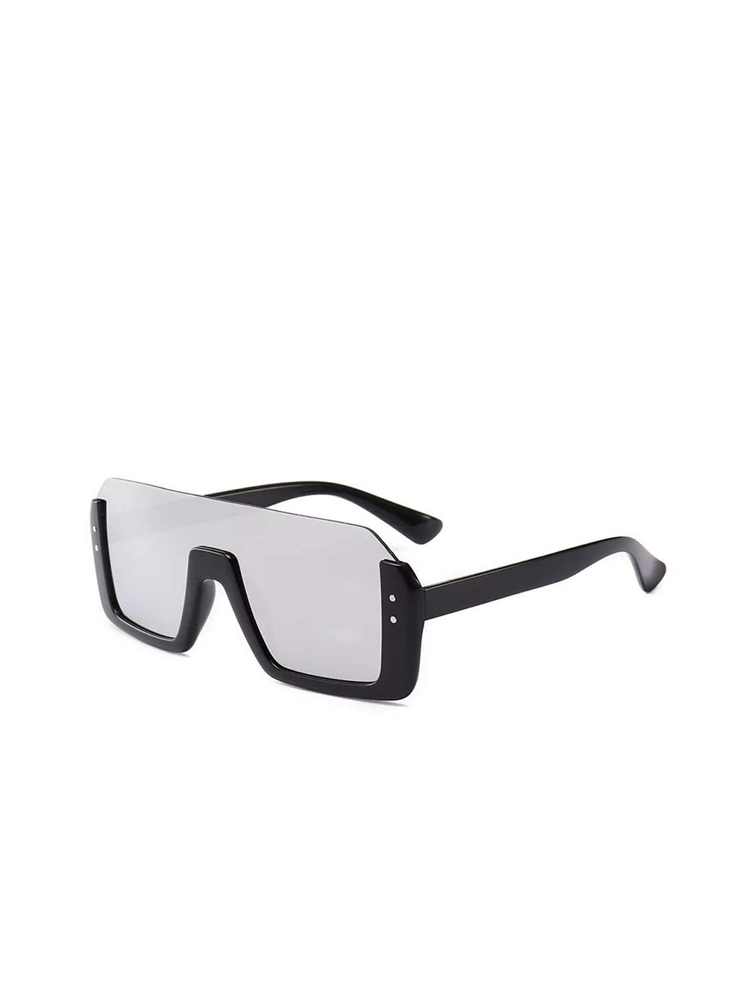 

PHENOMENAL Unisex Mirrored Lens & Black Square Sunglasses, Silver