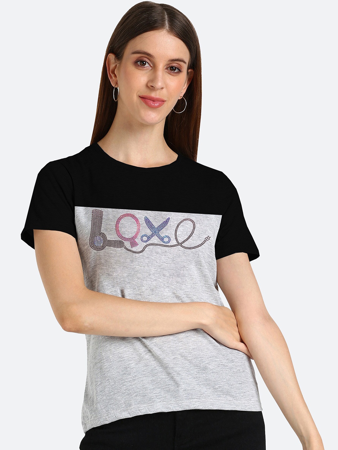 

shashvi Women Grey Printed T-shirt