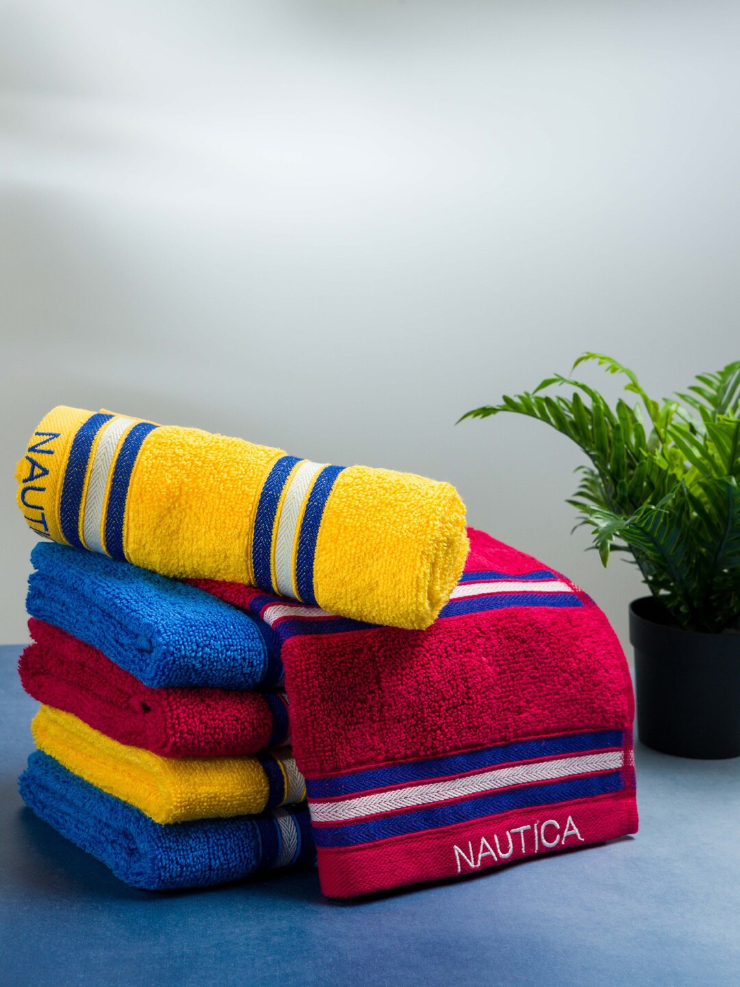 

Nautica Set of 6 Solid GSM 500 Cotton Hand Towels, Blue