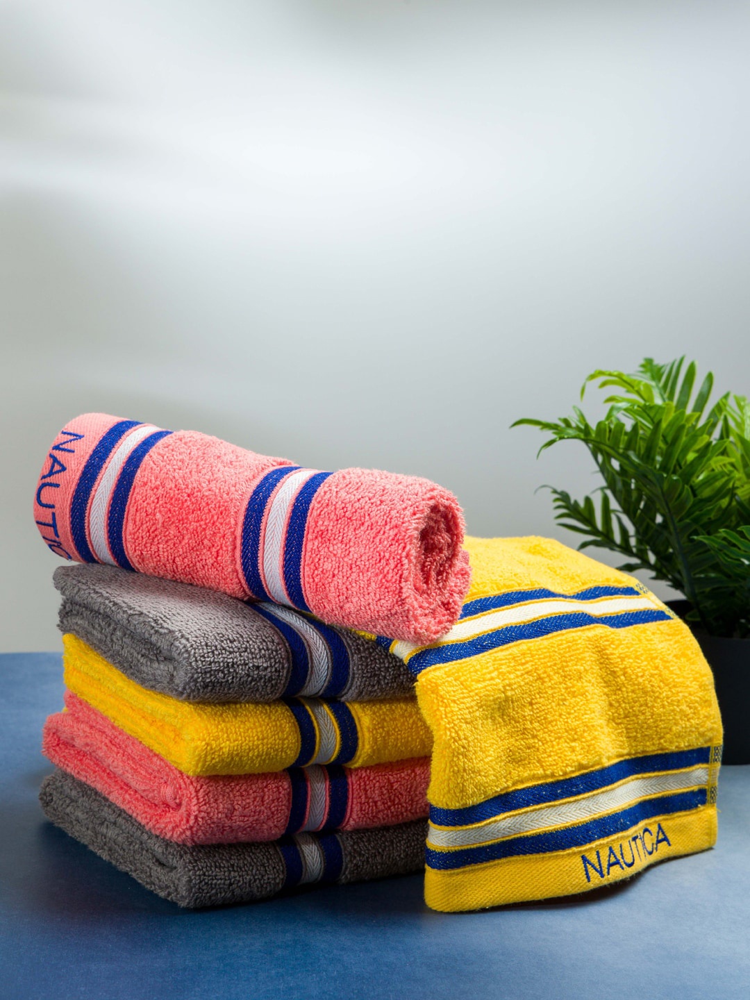 

Nautica Set Of 6 Solid Pure Cotton 600 GSM Hand Towels, Yellow