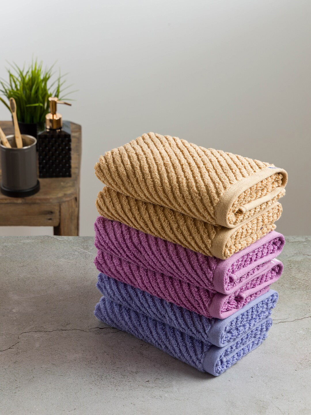 

Nautica Set Of 6 Solid Pure Cotton 600 GSM Hand Towels, Beige