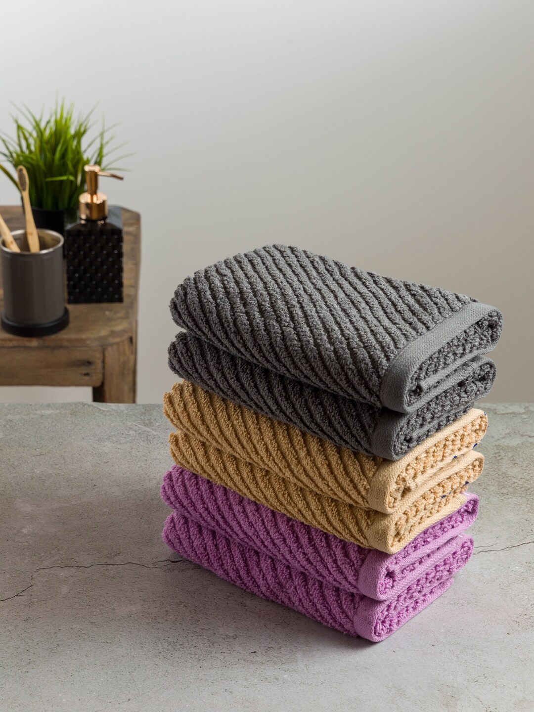 

Nautica Set Of 6 Solid 600 GSM Pure Cotton Hand Towels, Multi