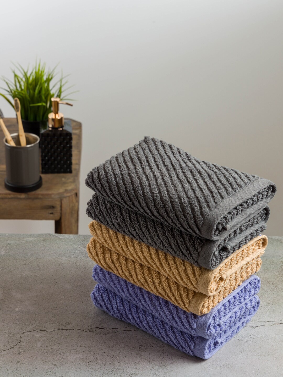 

Nautica Set Of 6 Solid 600 GSM Pure Cotton Hand Towels, Grey