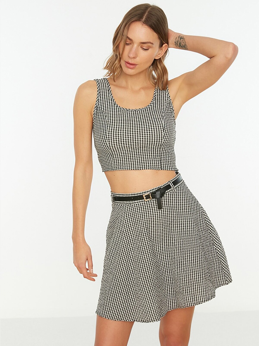 

Trendyol Black Checked Crop Top