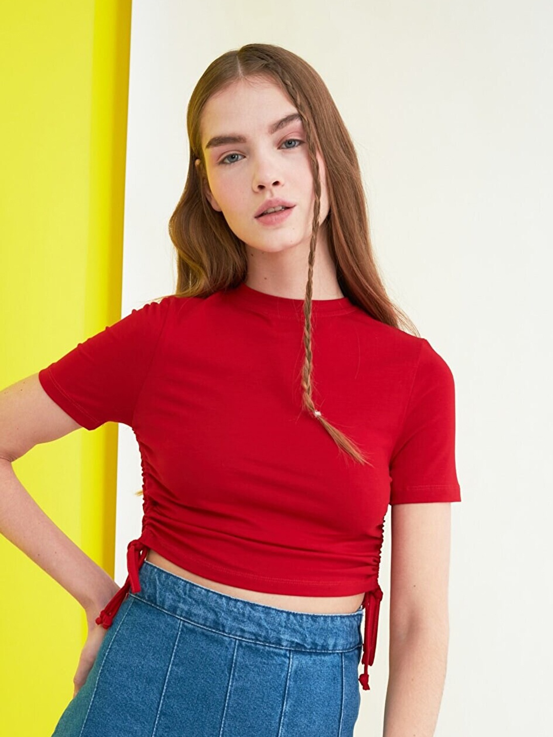 

Trendyol Women Red Solid Crop Top
