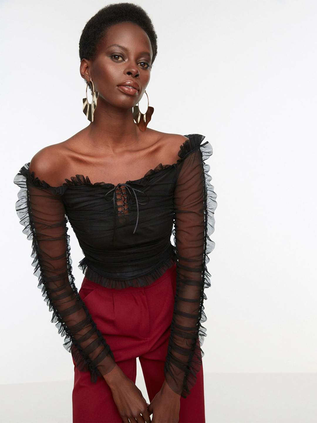 

Trendyol Black Bardot Top