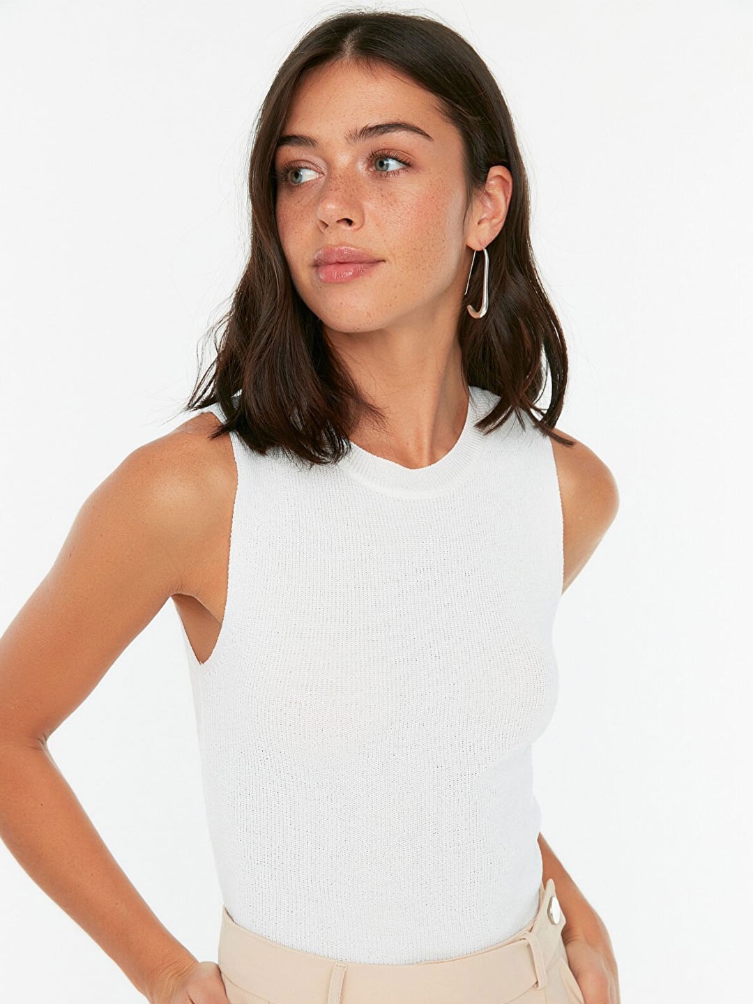

Trendyol Women Off White Solid Regular Top