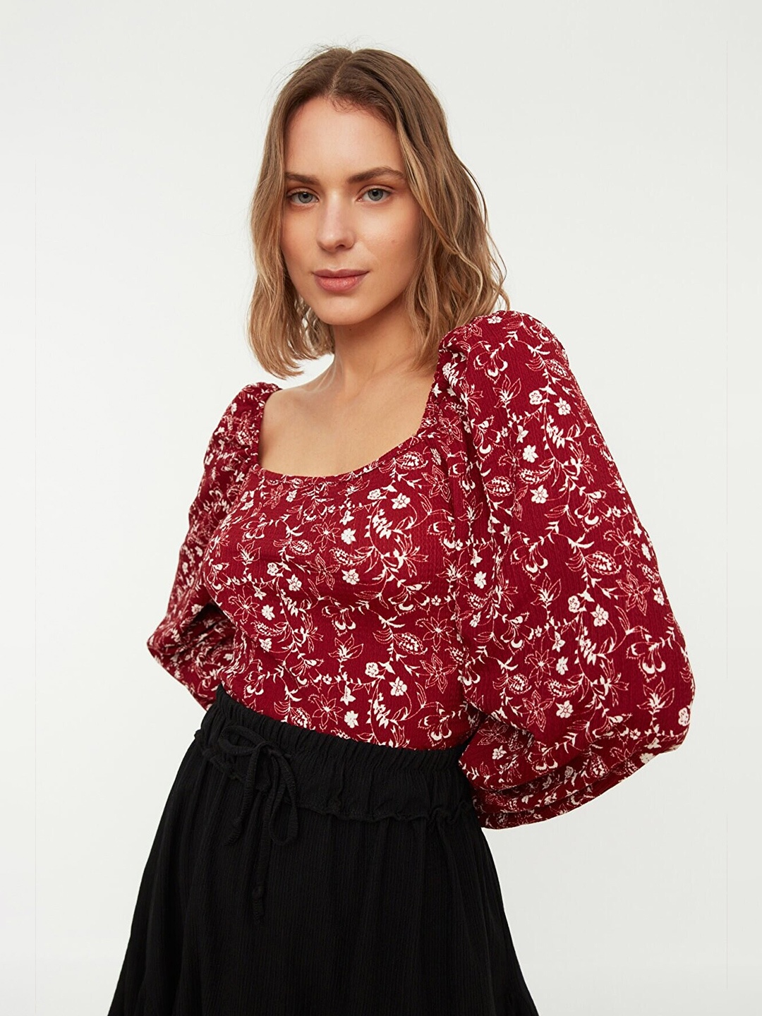 

Trendyol Red Floral Print Top