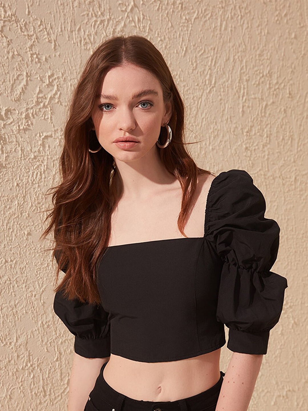 

Trendyol Black Bardot Crop Top