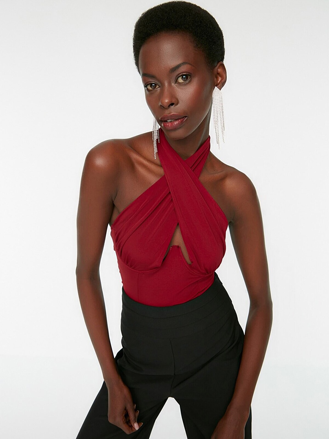 

Trendyol Women Burgundy Halter Neck Top