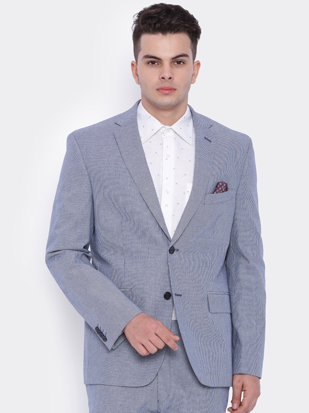 

SUITLTD Blue Pinstriped Slim Single-Breasted Formal Blazer