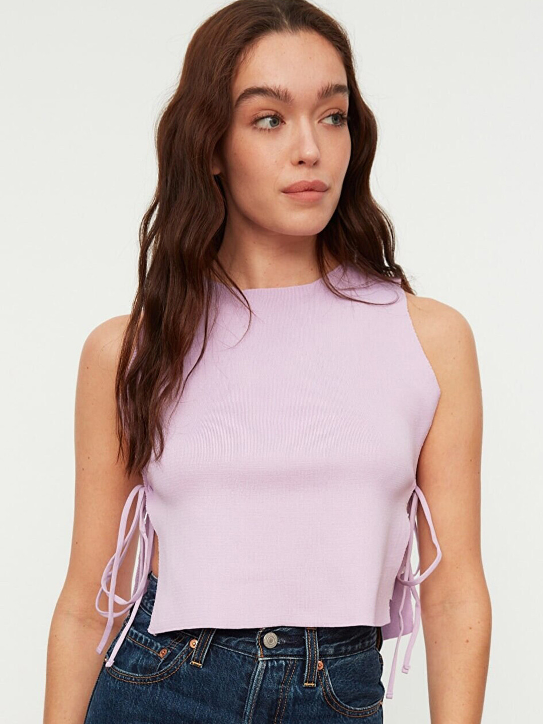 

Trendyol Women Purple Solid Crop Top