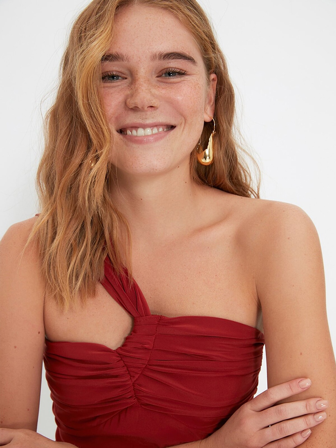 

Trendyol Twisted One Shoulder Bodysuit, Rust