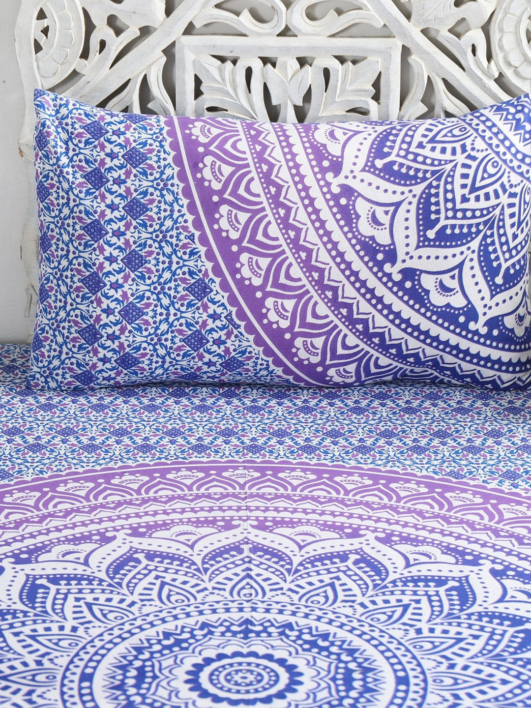 

HANDICRAFT PALACE Unisex Purple 144 TC Single Bedsheet with 1 Pillow Cover