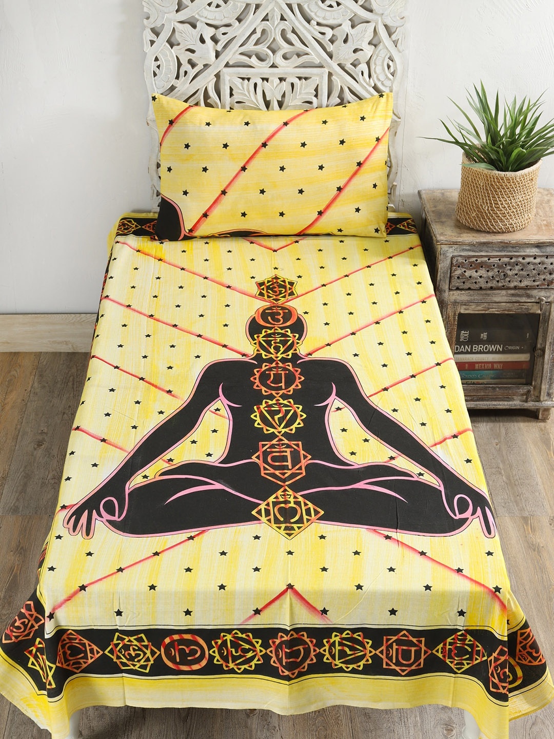 

HANDICRAFT PALACE Unisex Yellow Bedsheets