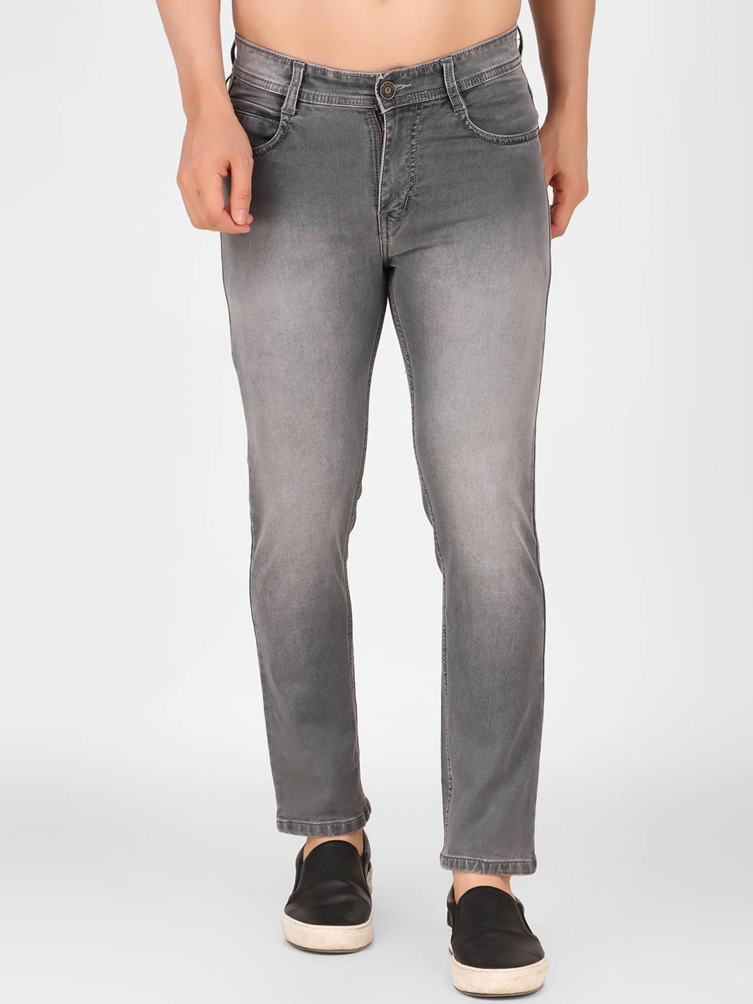 

OLD JERSEY Men Grey Comfort Relaxed Fit Heavy Fade Stretchable Jeans