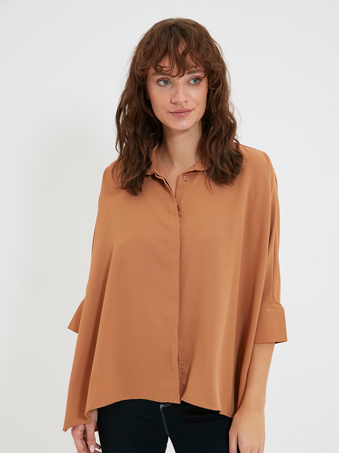 

Trendyol Women Camel Brown Contemporary Boxy Casual Shirt