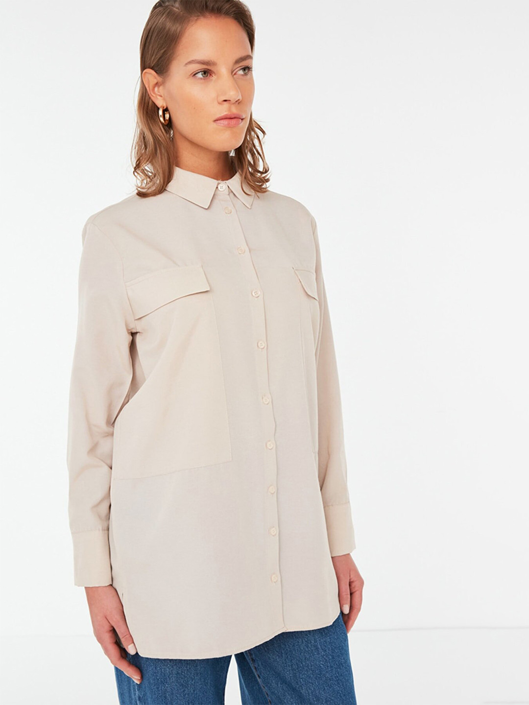 

Trendyol Women Beige Contemporary Casual Shirt