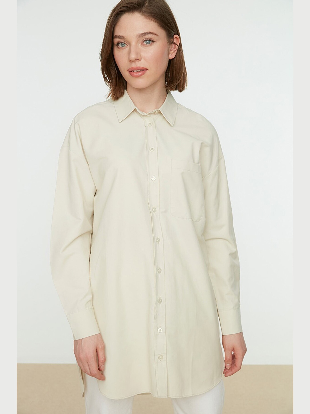 

Trendyol Women Cream-Coloured Contemporary Casual Shirt