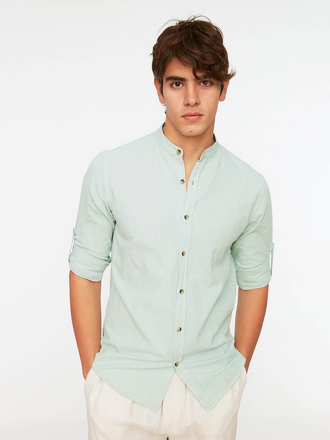 

Trendyol Men Green Contemporary Casual Shirt