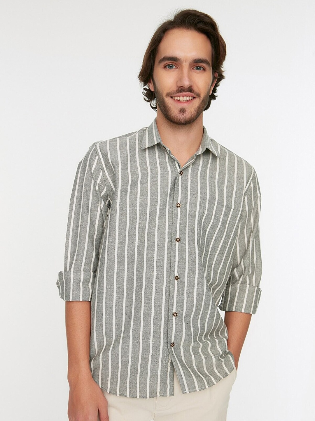 

Trendyol Men Black Contemporary Striped Casual Shirt