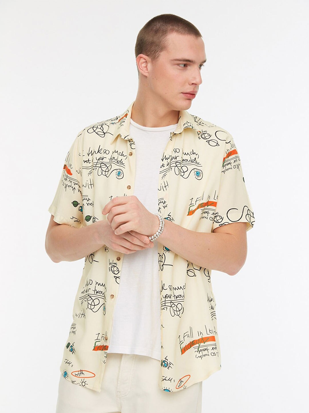 

Trendyol Men Beige Contemporary Printed Casual Shirt