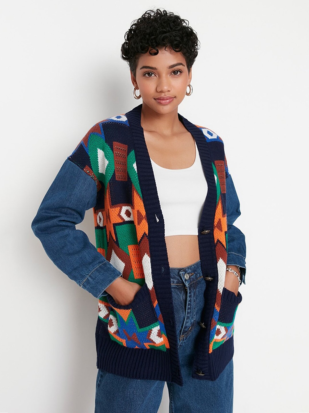 

Trendyol Women Blue & Orange Printed