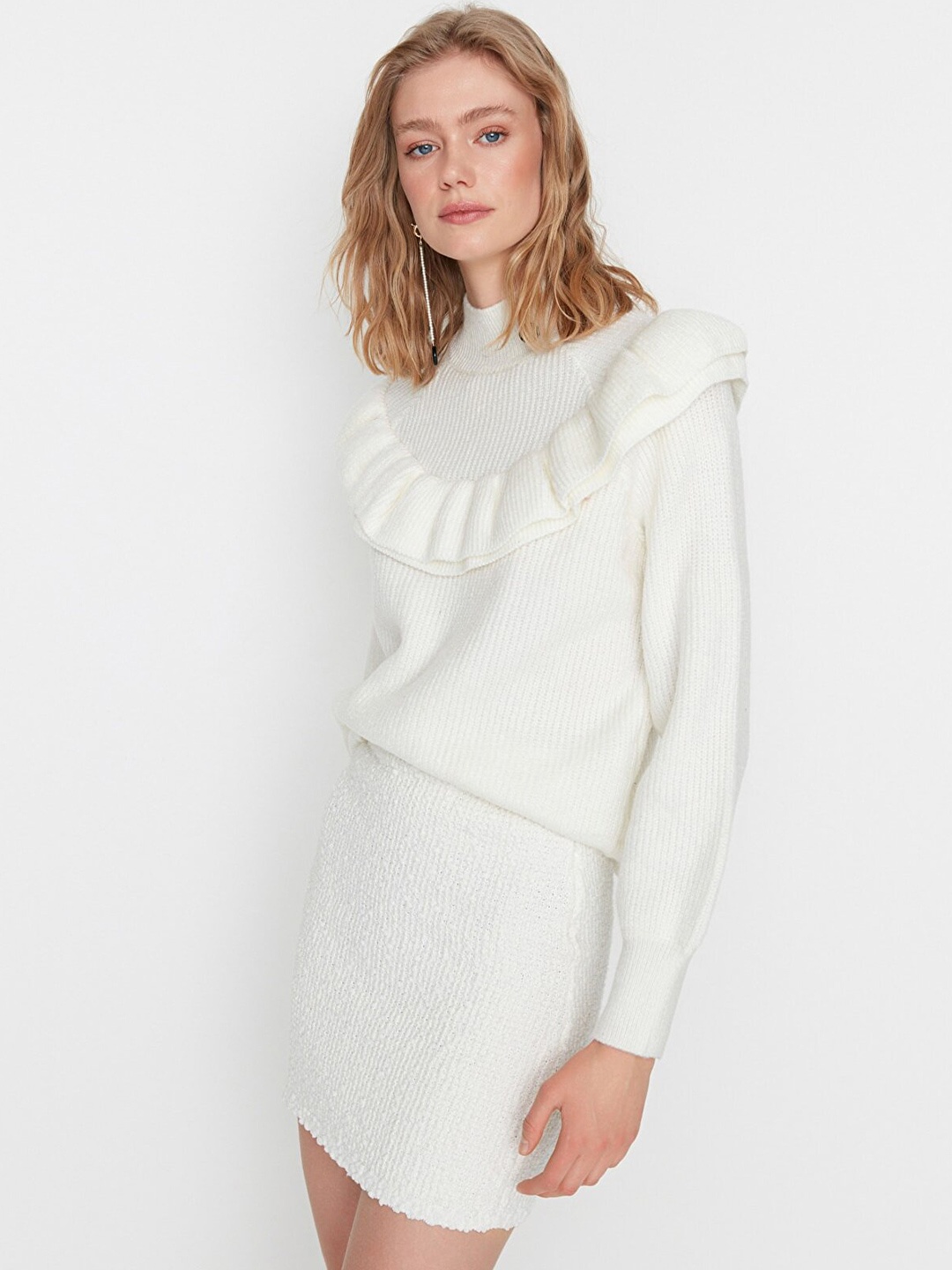 

Trendyol Women Off White Longline Pullover