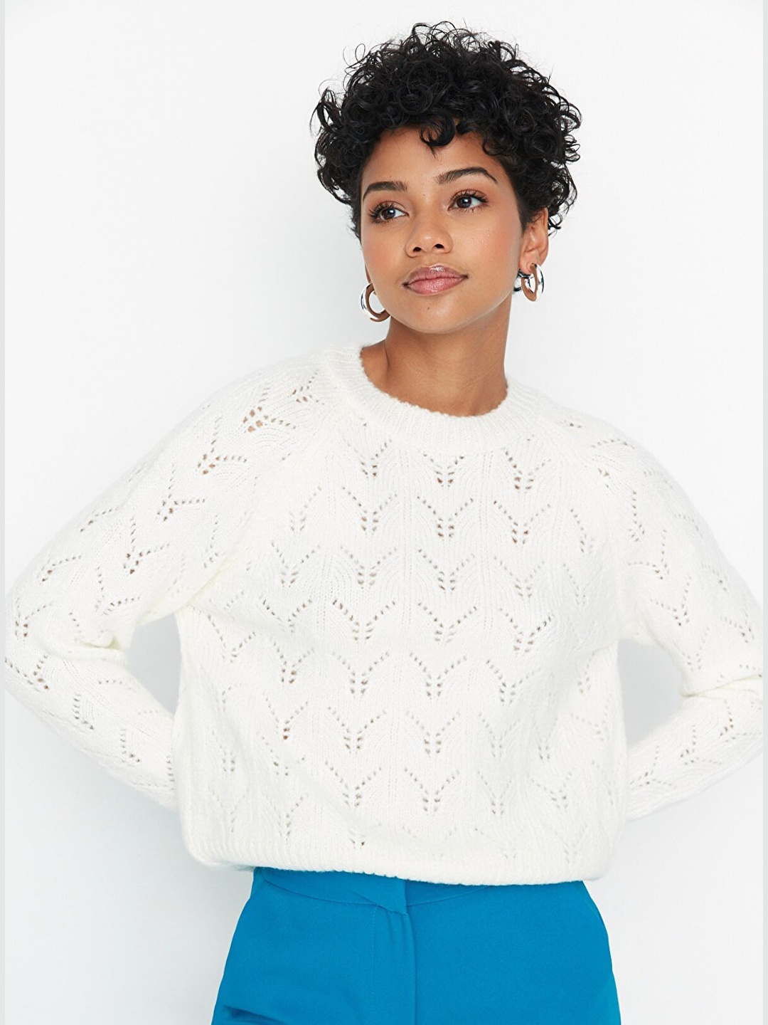 

Trendyol Women Off White Pullover