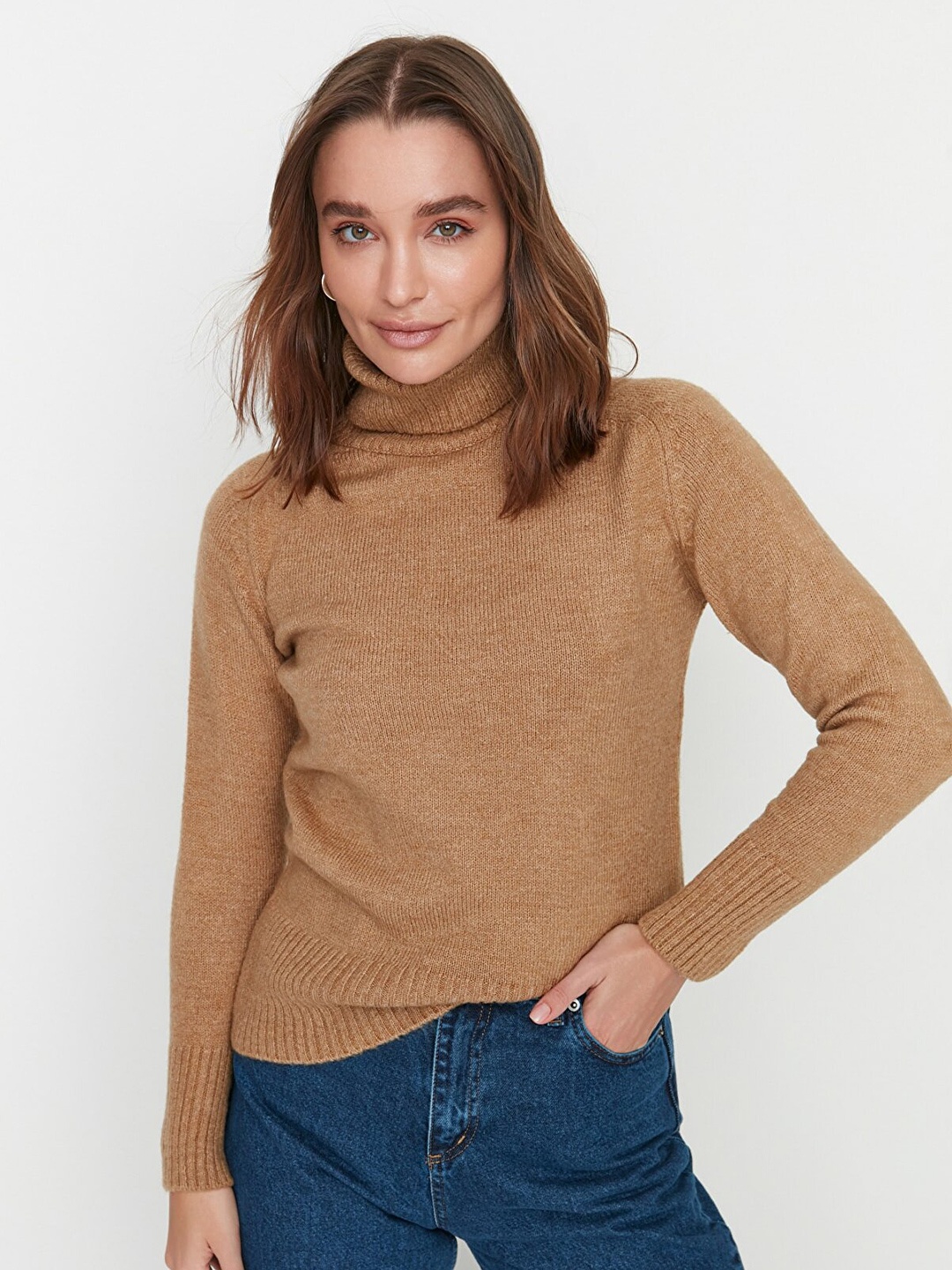 

Trendyol Women Camel Brown Pullover