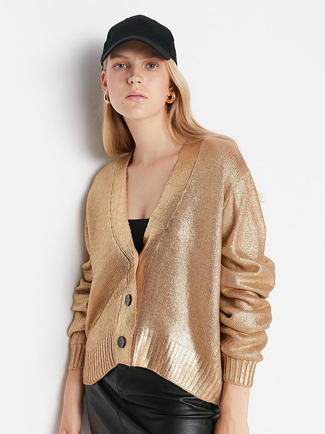 

Trendyol Women Gold-Toned Cardigan