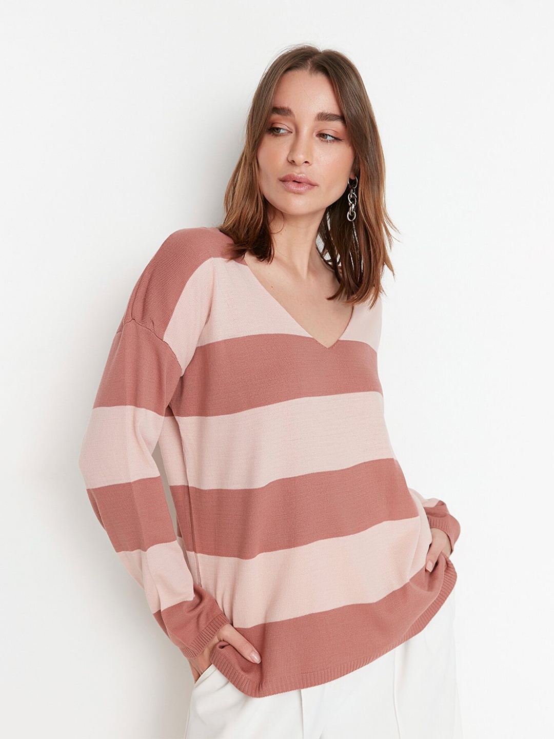 

Trendyol Women Rose Striped Pullover