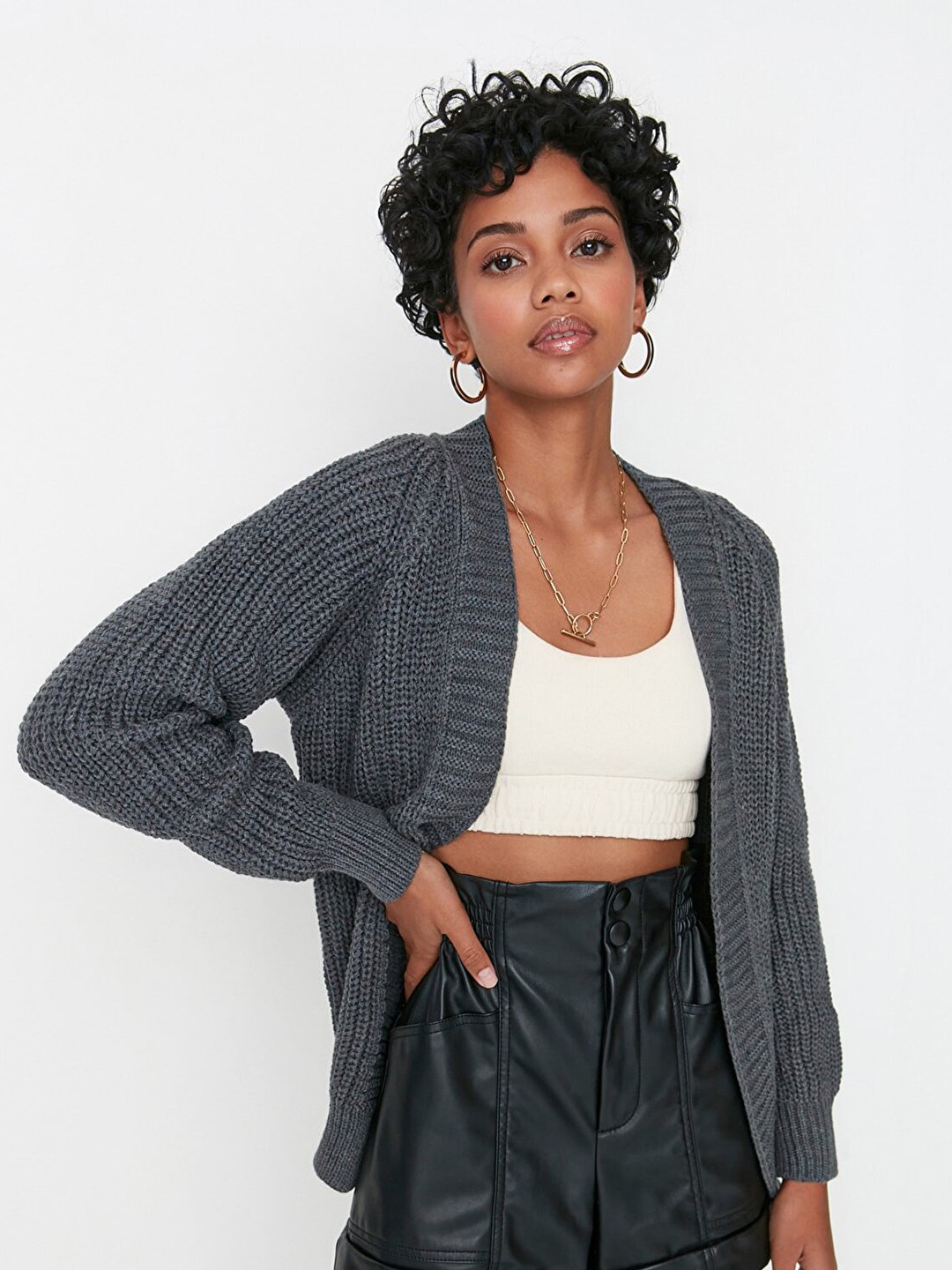 

Trendyol Women Charcoal Cardigan