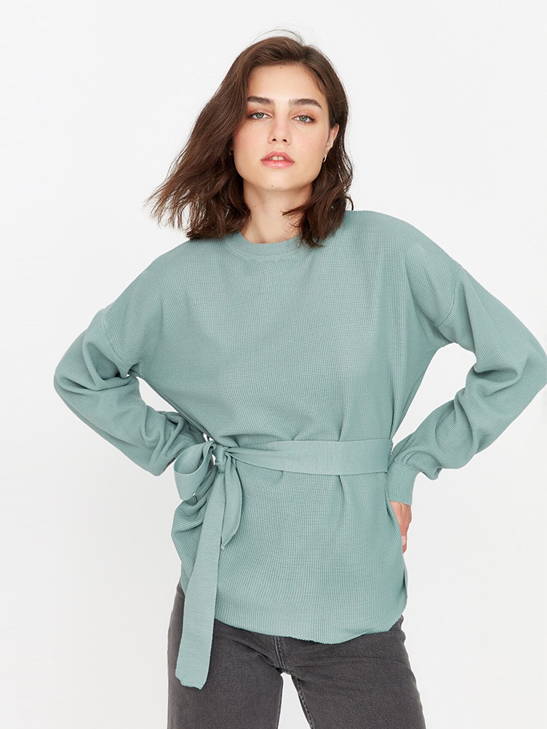 

Trendyol Women Green Solid Pullover