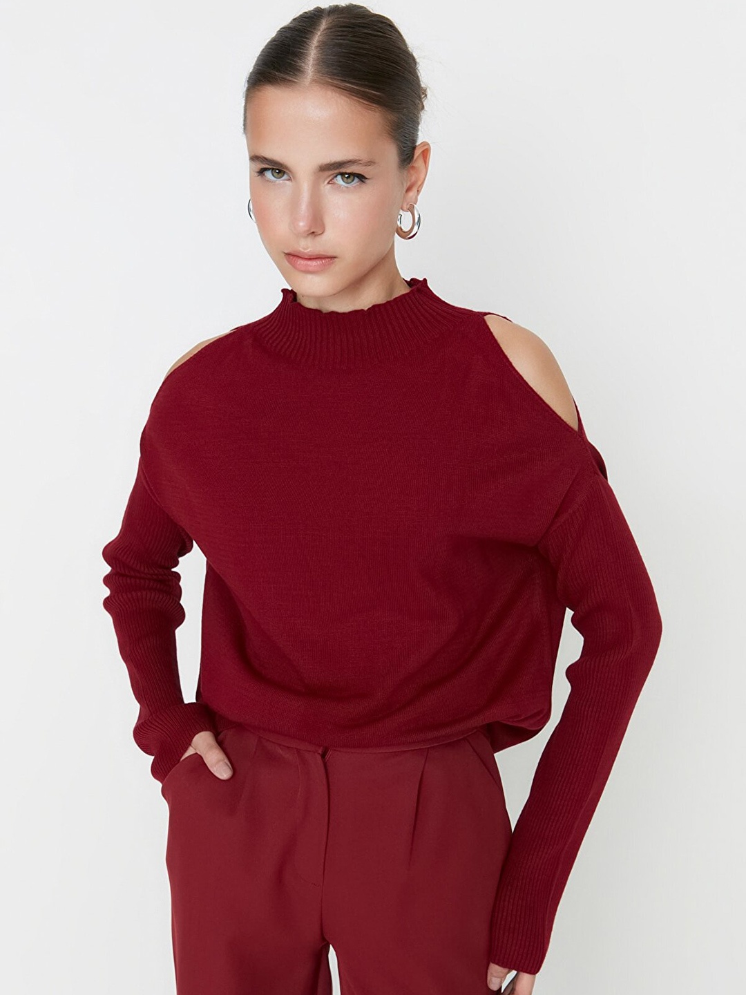 

Trendyol Women Burgundy Pullover