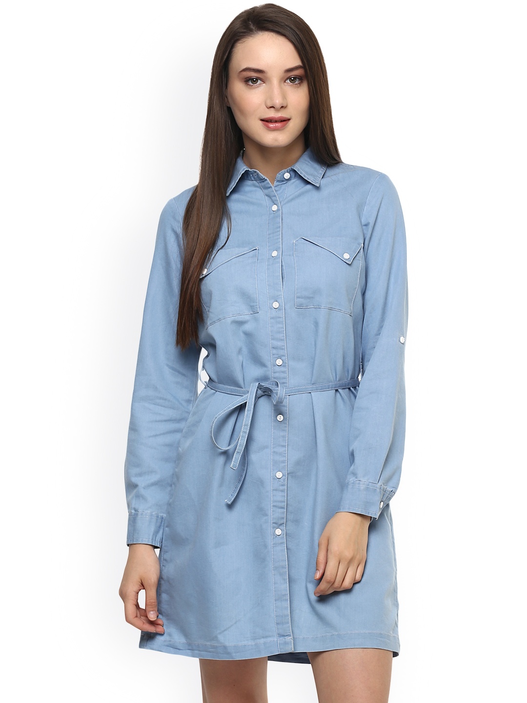 

StyleStone Women Blue Denim Shirt Dress