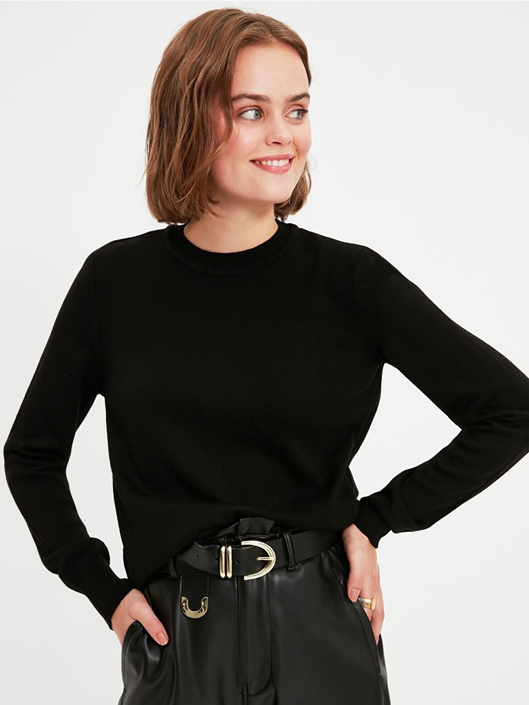 

Trendyol Women Black Solid Pullover