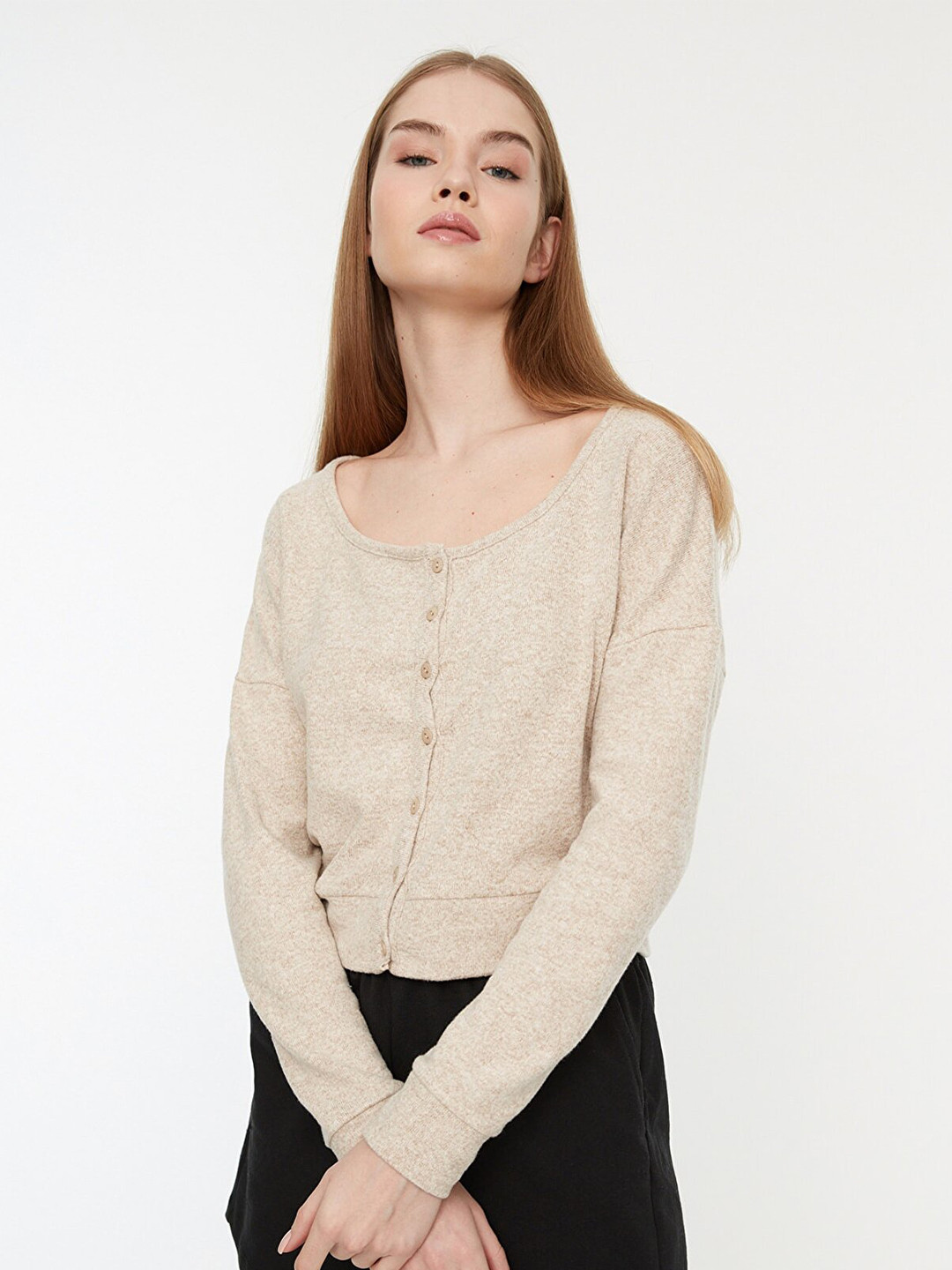 

Trendyol Women Beige Solid Cardigan