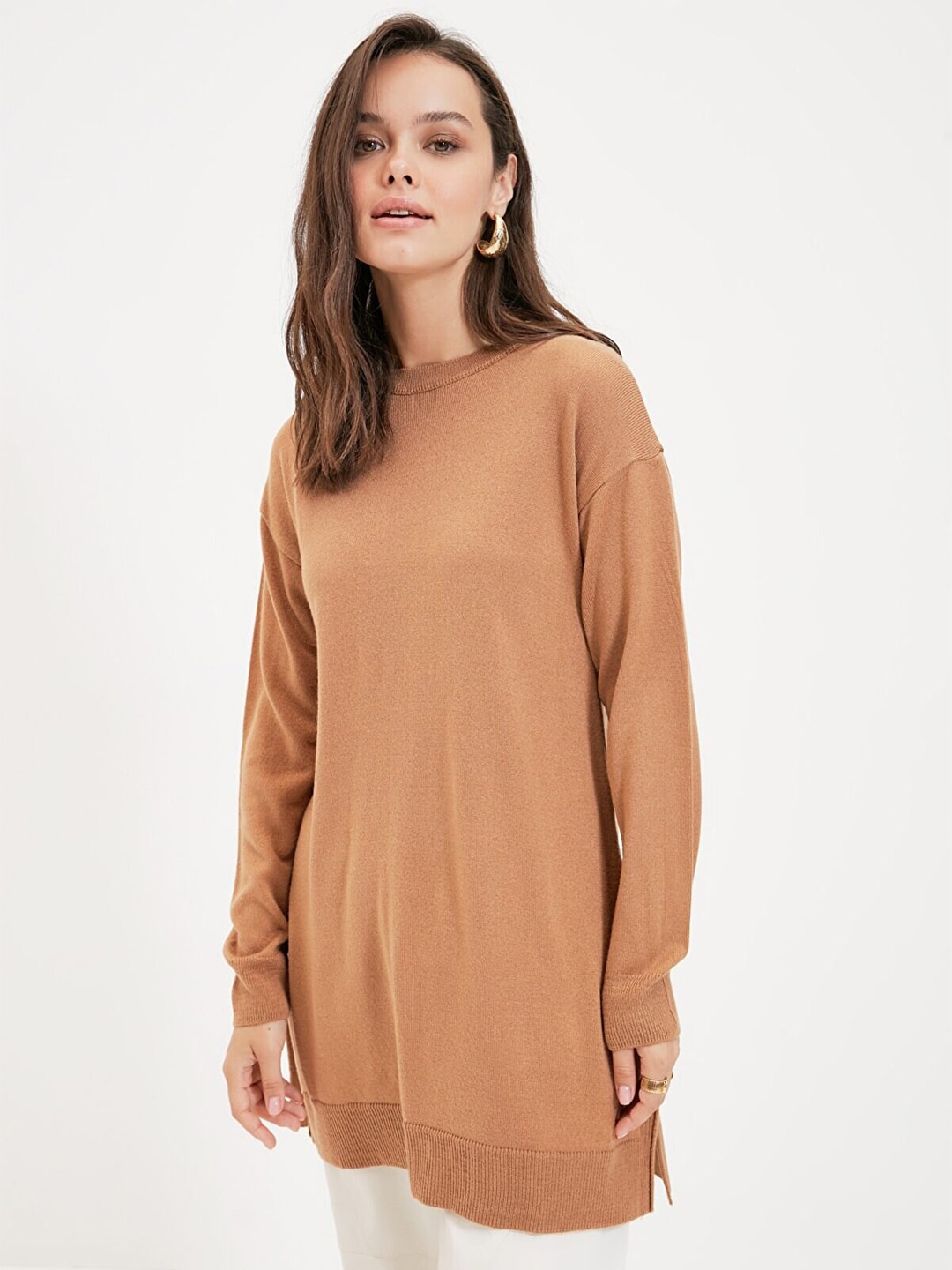 

Trendyol Women Brown Longline Pullover