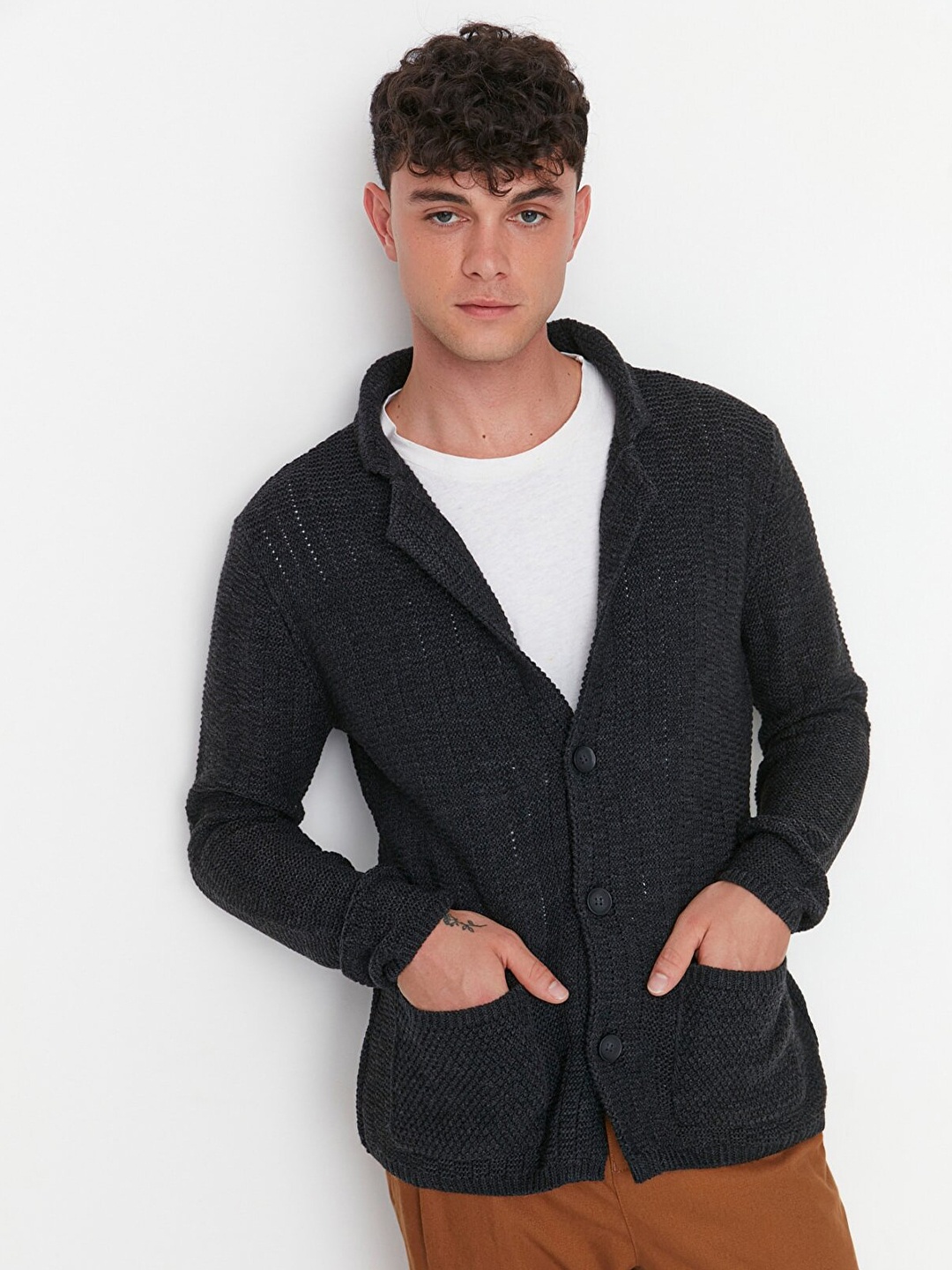 

Trendyol Men Charcoal Cardigan
