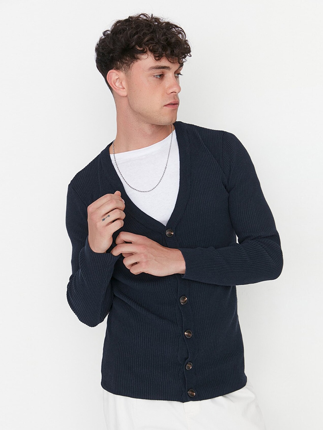 

Trendyol Men Navy Blue Cardigan