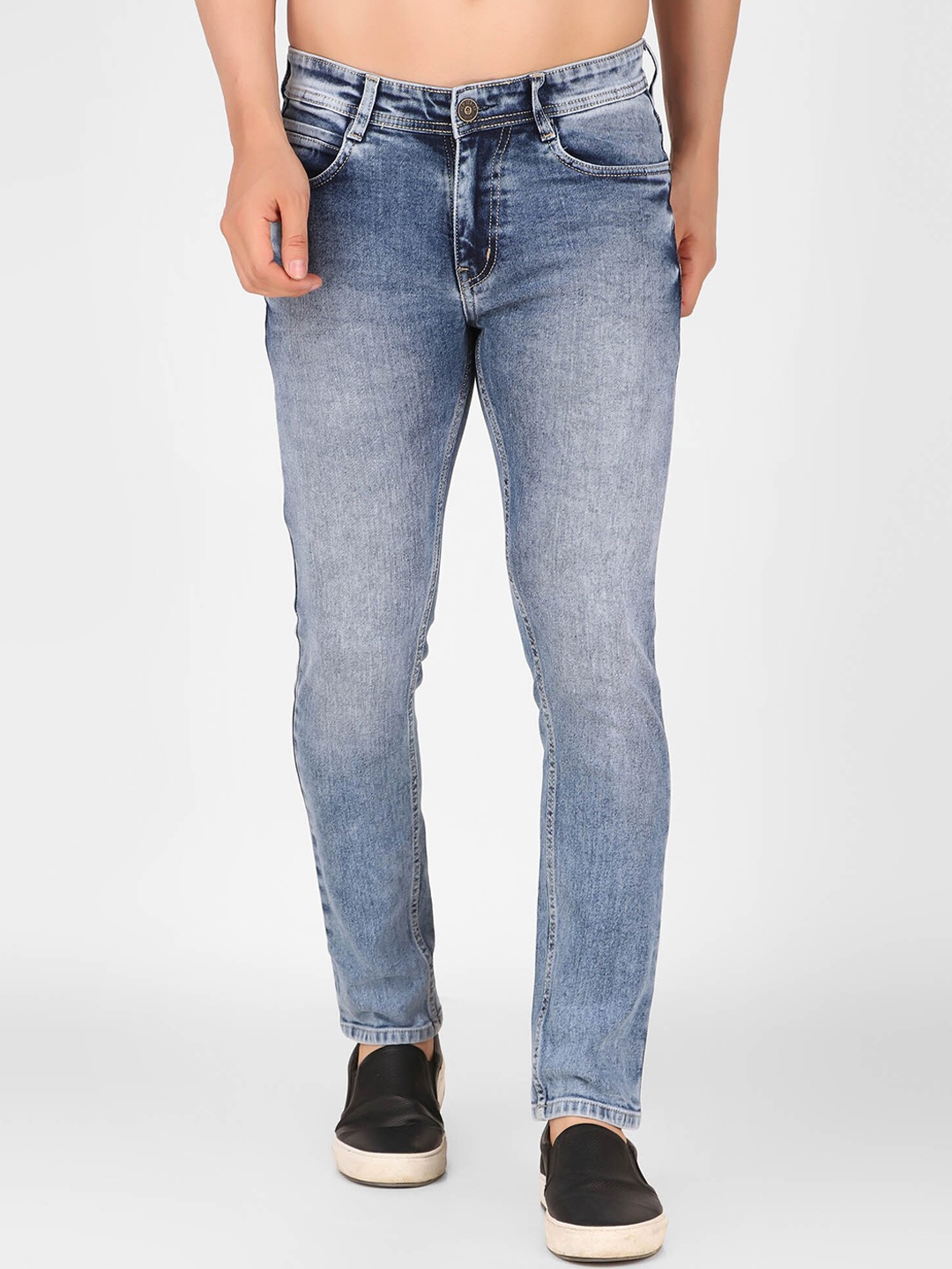 

OLD JERSEY Men Blue Jean Slim Fit Heavy Fade Stretchable Jeans