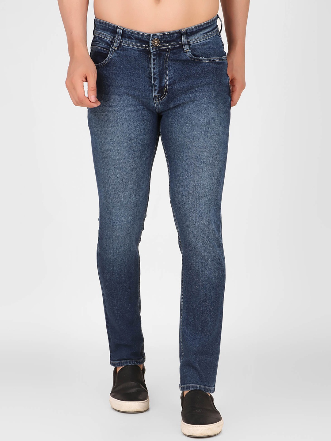 

OLD JERSEY Men Navy Blue Jean Relaxed Fit Light Fade Stretchable Jeans