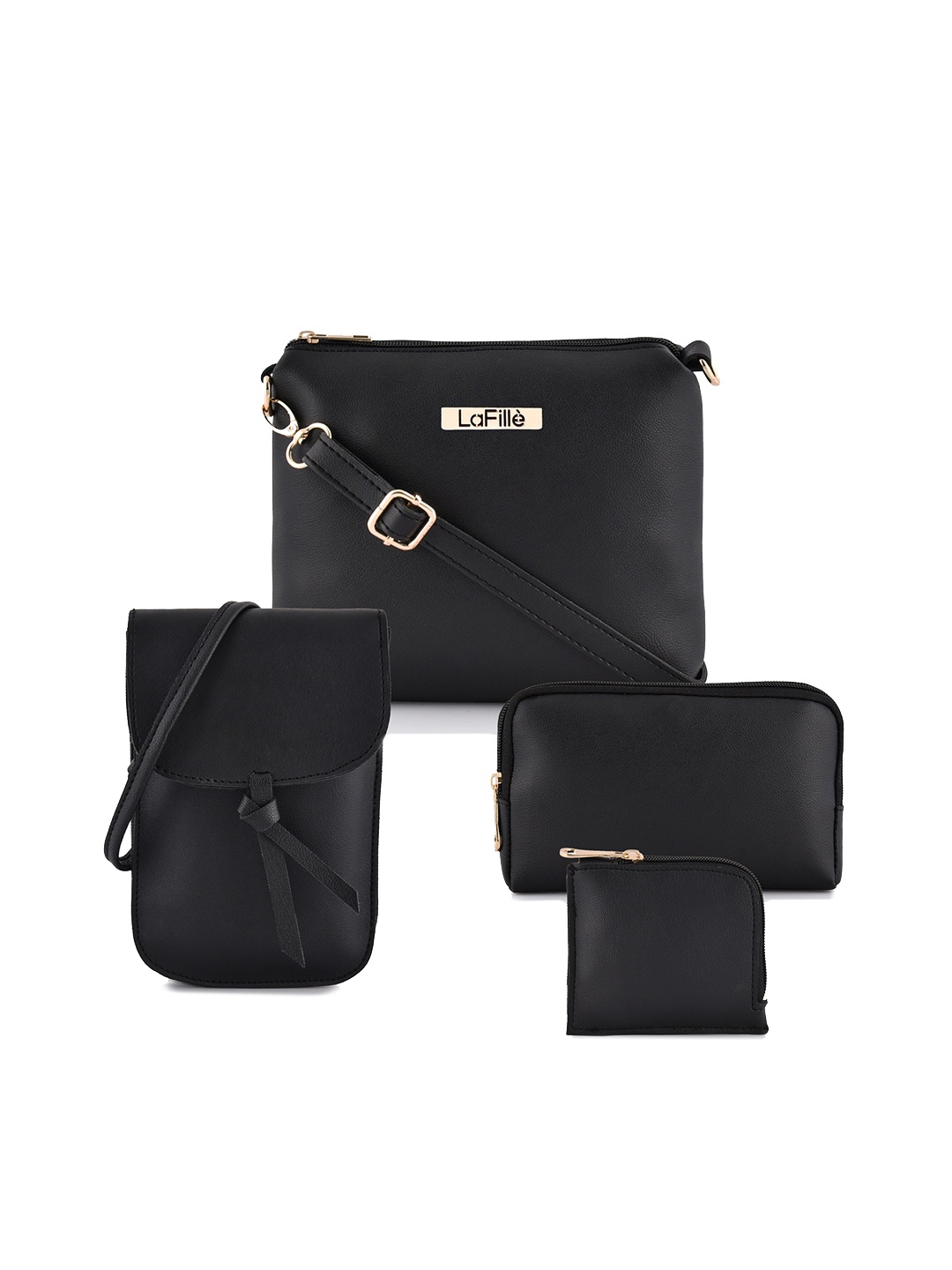 

LaFille Pack Of 4 Black Structured Handheld Bag