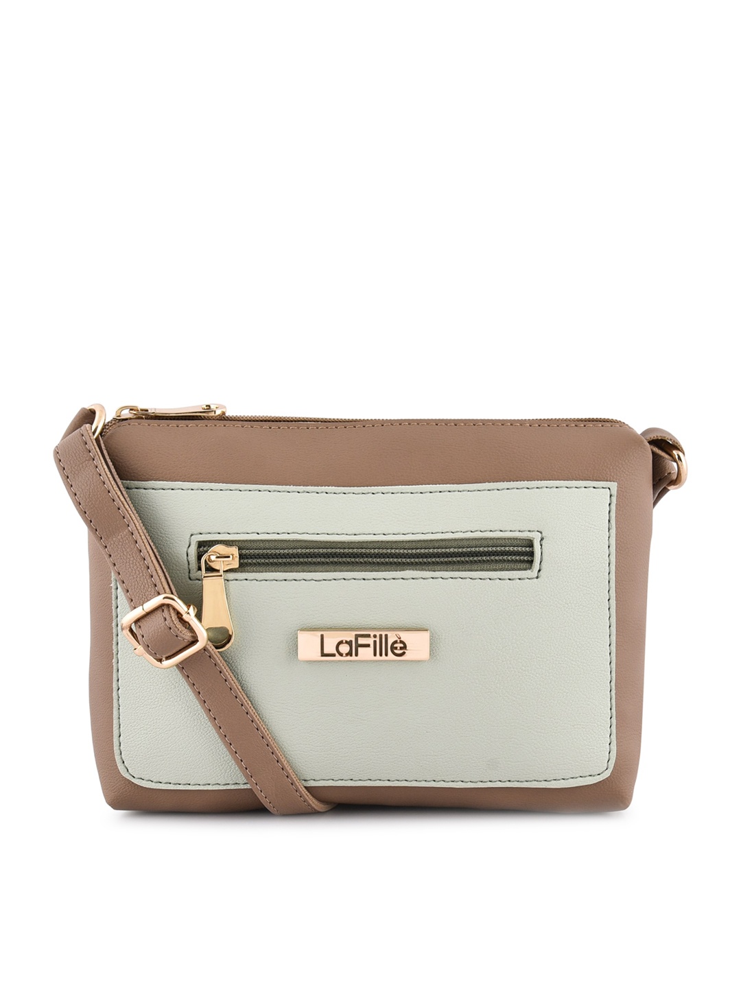 

LaFille Brown Colourblocked PU Structured Sling Bag