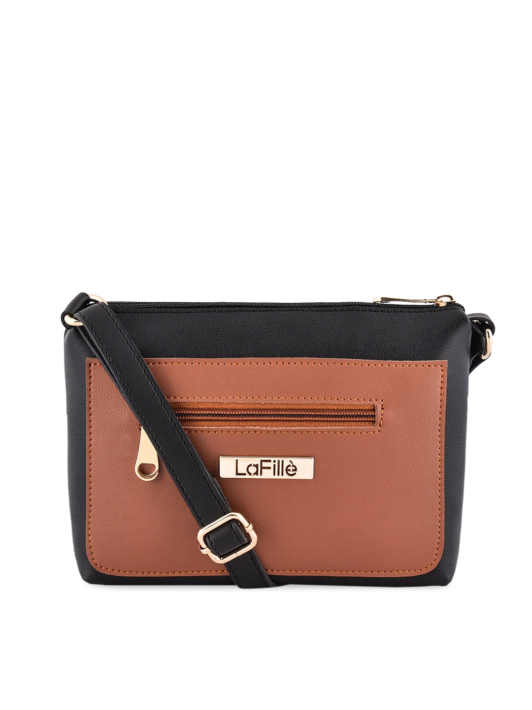 

LaFille Black Textured PU Structured Sling Bag