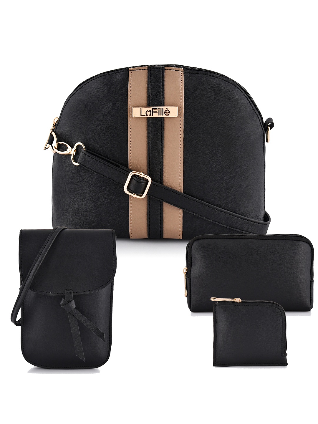 

LaFille Black PU Structured Sling Bag