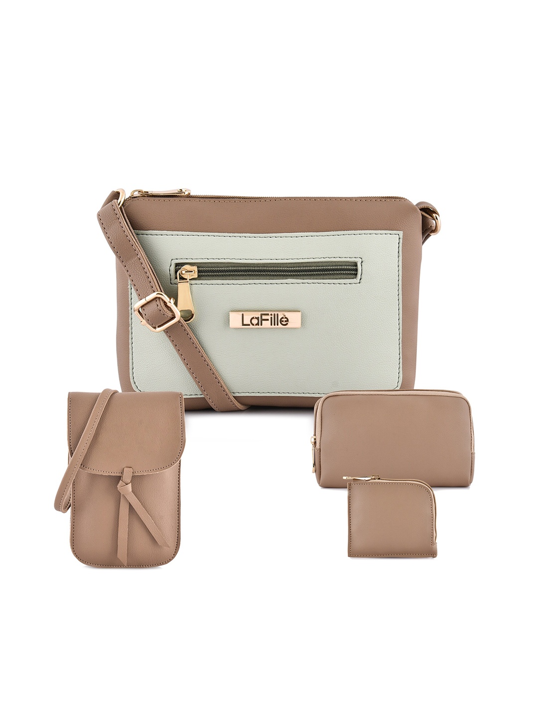 

LaFille Camel Brown PU Structured Sling Bag