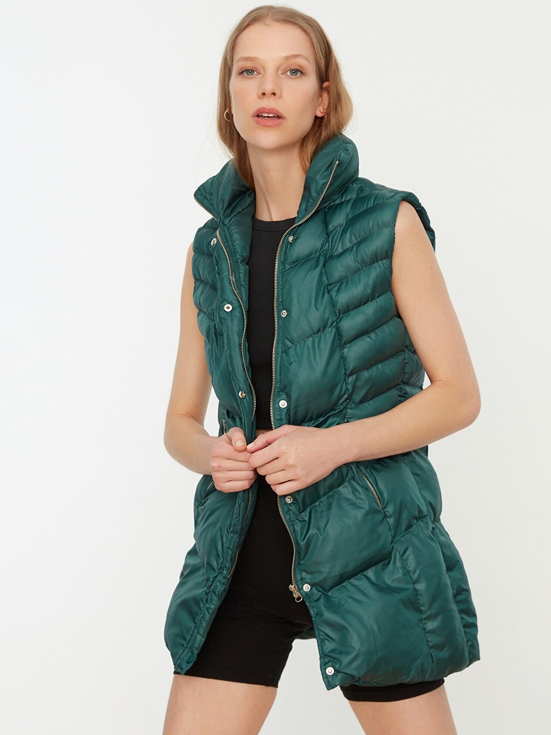 

Trendyol Women Green Longline Puffer Jacket