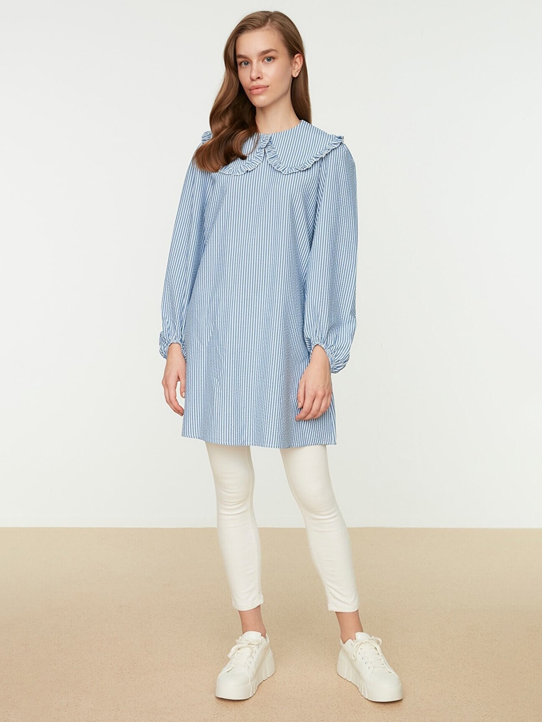 

Trendyol Women Blue & White Striped Tunic